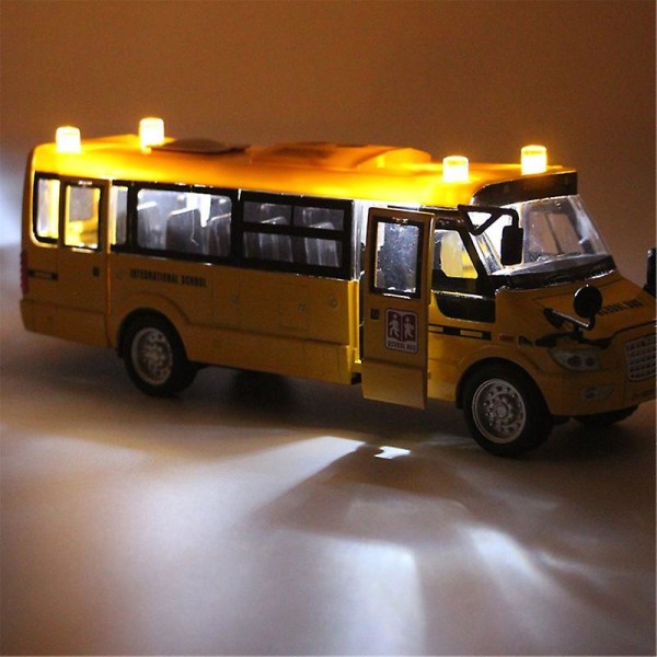Skolebus Legetøj Støbte køretøjer Gul Stor legering Pull Back 9&#39;&#39; Leg bus med lyde og lys til børn