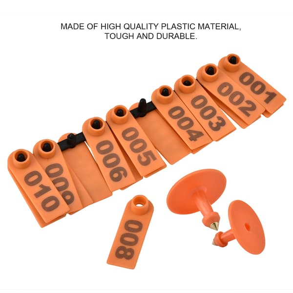 1 100 Plastnummer Öronmärke för Get Får Gris Orange