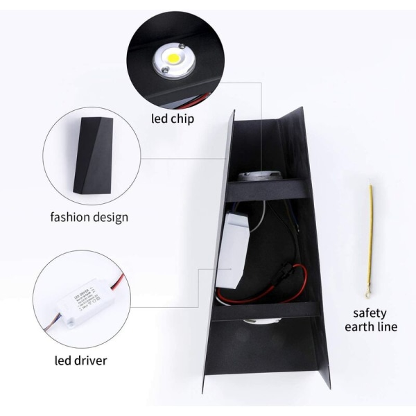 Sort varmt hvidt lys 10w moderne minimalistisk LED soveværelse sengekant stue væglampe kreativ dobbelt pandelampe, for in