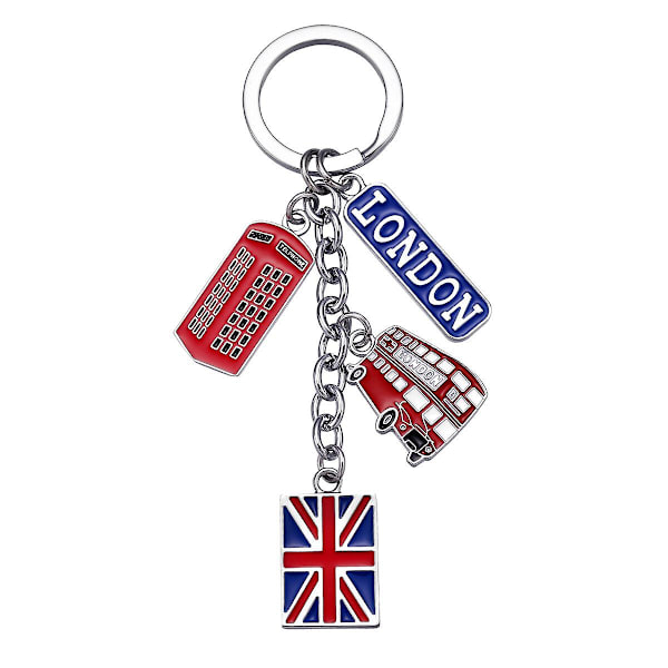 Luoem Uk Flag Metal Nøglering Souvenir Nøglering British London Style Nøglering Bil Nøglering Taske Charms