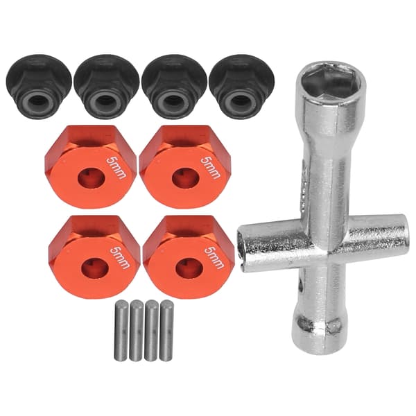 RC-auton kuusiokoloadapterisetti 12mm/5mm - M4 lukkopultti - Punainen