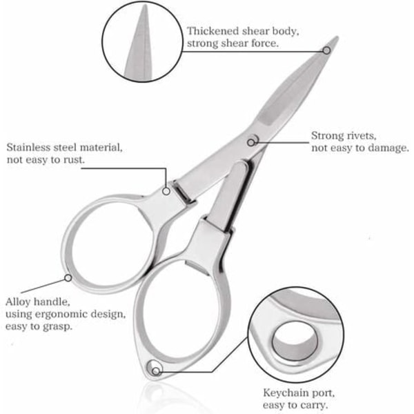 Bærbar sikkerhedssaks i rustfrit stål, brilleformet minisaks med 3 farver til hjemmet, kontoret og rejser 10 cm 3P