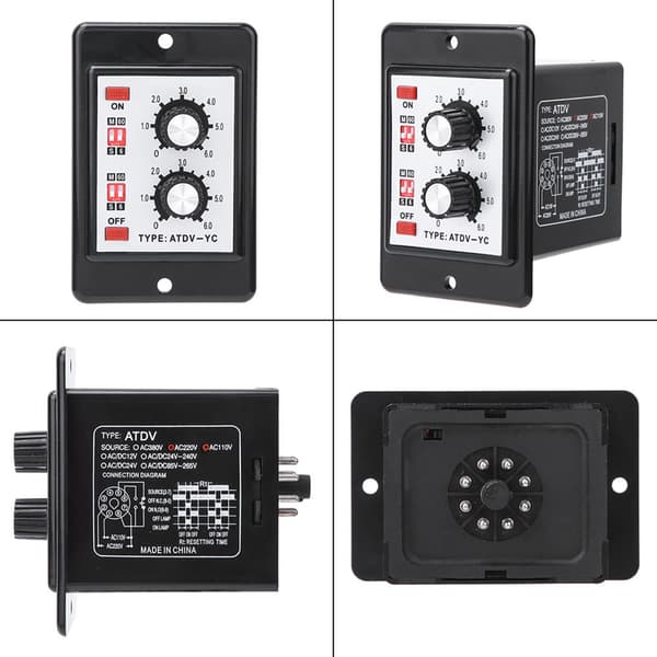 Dubbel Timerrelä ATDV-YC 6S-60M 110V 220V AC Tidbrytare