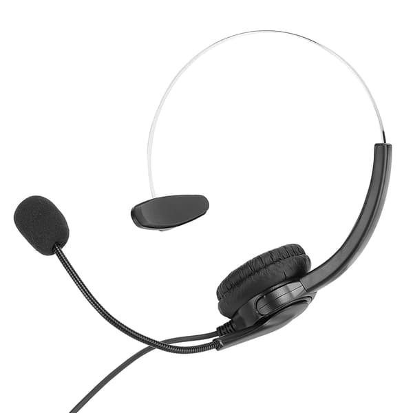 Callcenter-headset med mikrofon, håndfri støjreducerende mono-headset 3,5 mm interface til fastnettelefon