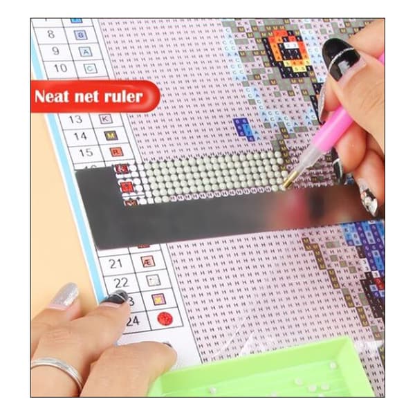 Skabelon lineal i rustfrit stål Strass Broderi Mesh Dot Drill Værktøj