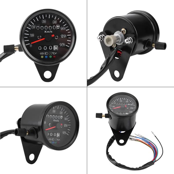60mm Sort Motorsykkel Kilometerstand Speedometer Måler med indikator