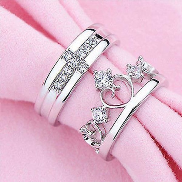Silverpläterad Prince Princess Imperial Crown justerbar parring Mens