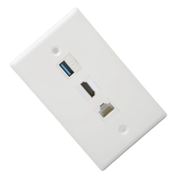 HDMI Väggplatta 3 Portar CAT6 USB 3.0 Lödningsfri
