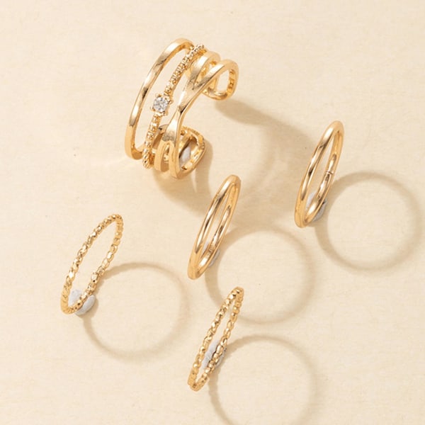5 stk/sæt Ring Letvægts matchende guldfarve skinnende ledring til bryllup