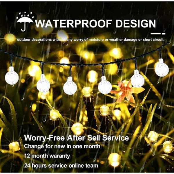 50 LED aurinkolamppua ulko- ja sisäkäyttöön IP65 vedenpitävä 8 tilaa, USB String Lights Pretty Decoration (valkoinen) ，i