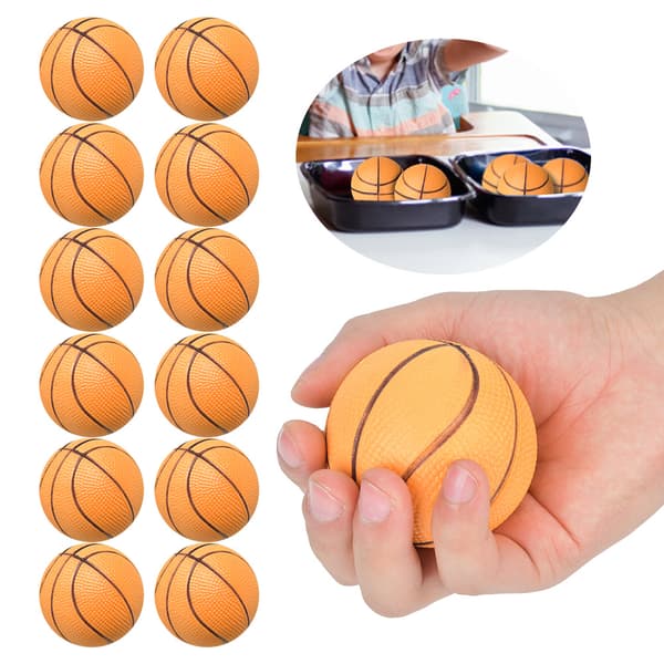 12 stk. 6,3 cm Bløde EVA Elastiske Bolde til Børnelegeplads - Trykreducerende Stressbold til Børn - Basketball