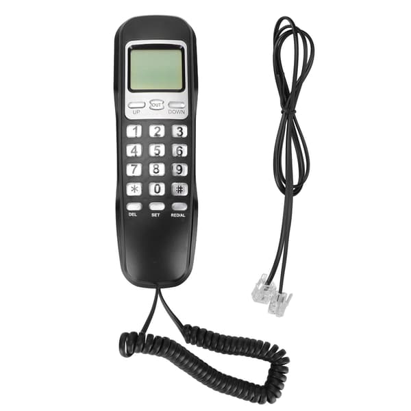 LCD Skærm Lille Fastnet Telefon til Hjemmekontor Callback Sort