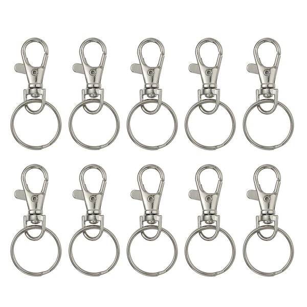 20 sæt store, aftagelige drejelige hummerlåse nøgleringe og 25 mm nøgleringe (sølv)