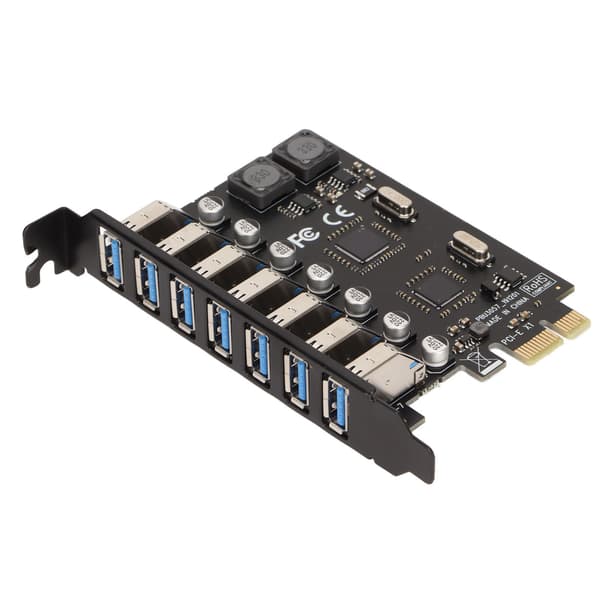 PCIe til USB 3.0 7 Port Adapterkort 5Gbps Høj Hastigheds Udvidelsesmodul 5V
