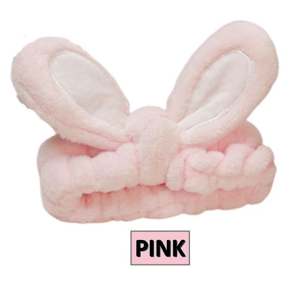 Søde bløde kanin øre hårbånd Vask ansigt pandebånd bredskygget hår tilbehør Pink