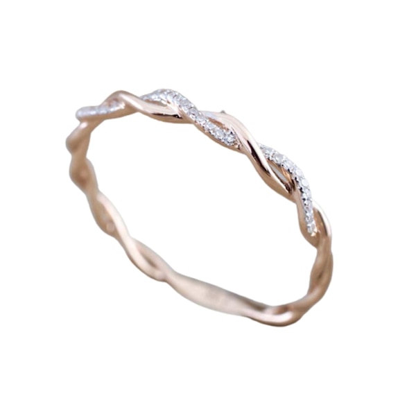 Kvinnor Ring Twisted Shape Strass Smycken Utsökt Bright Luster Ring för bröllop Golden US 5