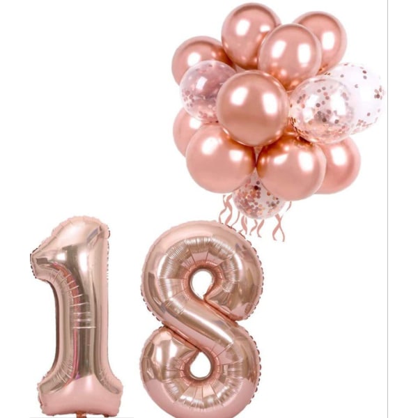33 stk ballonsæt, 40 tommer rosa guld folie digitale balloner, dekoration til bryllups fødselsdagsfest. — Rose Gold-18,