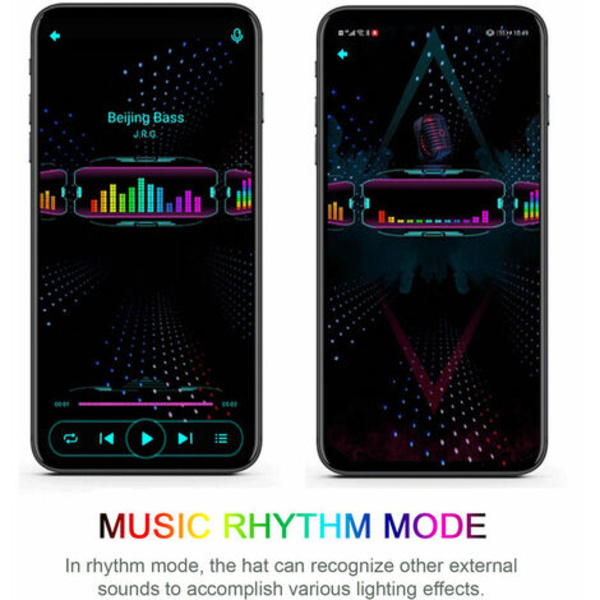 SL014 farve LED lysende hat baseballkasket Bluetooth-forbindelse / 22 slags animation / DIY-tekst / musiktilstand
