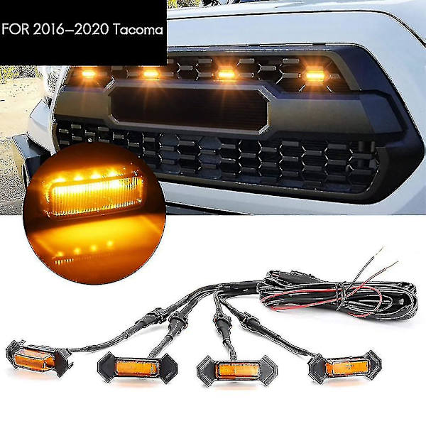 Til Toyota Led Grille Lights 4 Stk (ravgul Shell Yellow Light)
