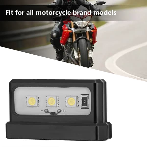 Universal Motorcykel Nummerplade LED Lys Sort Alle Modeller