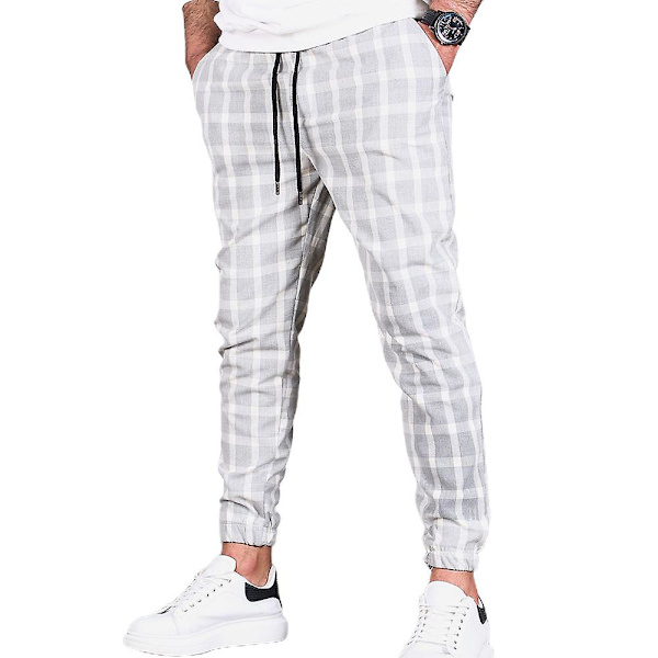 Mænds snorebukser med elastik i taljen Light Grey XL