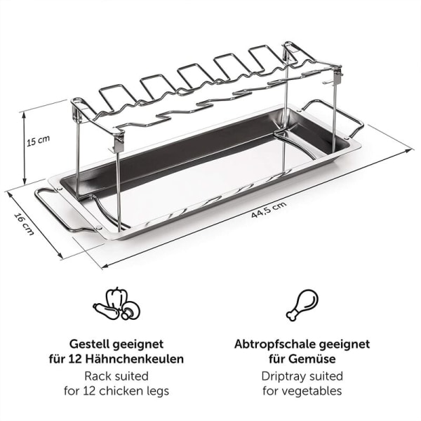 Grillgaller utan eld, rostfritt stål 3 x 35,5 x 25,5 cm