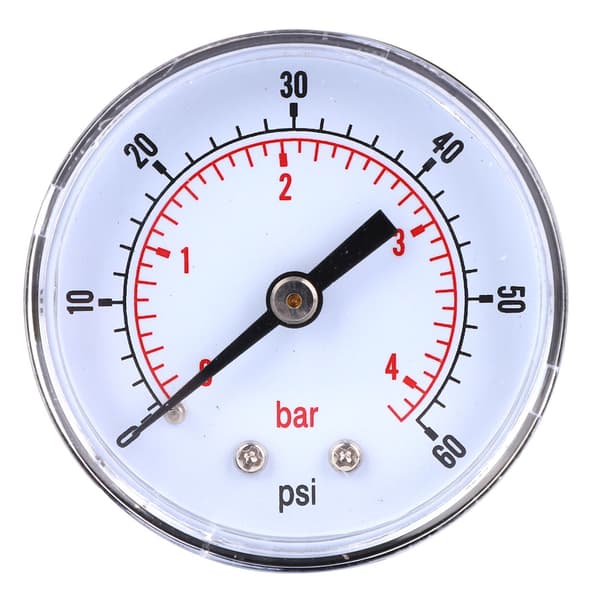 50 mm skivetrykmåler 1 8 BSPT bagtilslutning til luftvandoliegas 0 60 PSI 0 4 bar