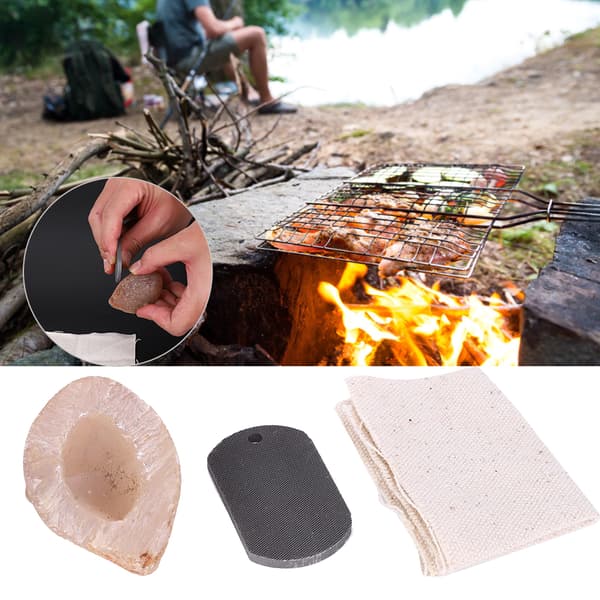 Mini Fire Starter Sæt Ildstål Flint Kulstofklud Udendørs Overlevelsesudstyr Sæt