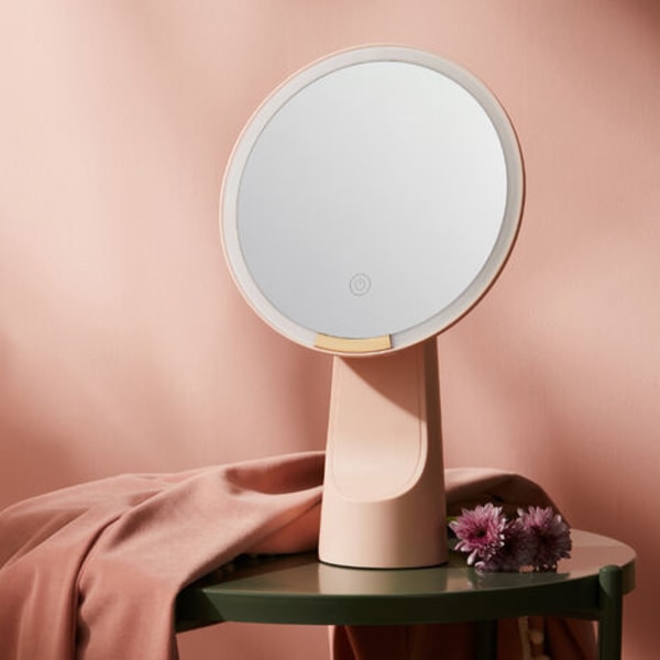 8" sminkspegel med lampor, smart sensor, pekkontroll, 3 ljusstyrkor, frirotation, rosa