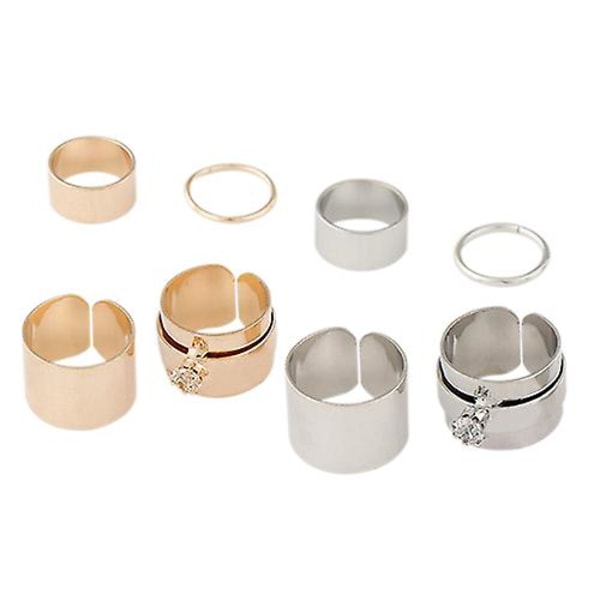 4x Dam Punk Stack Plain Above Knuckle Ring Midi Finger Band Rings Set Silver