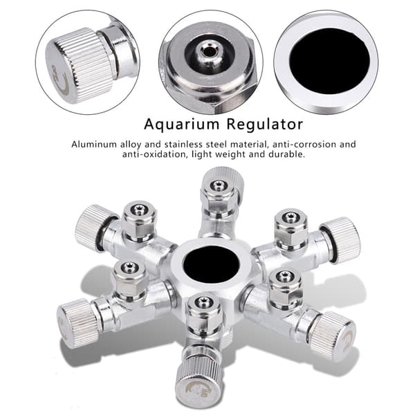 6-vägs CO2-regulator splitterventil för akvarium