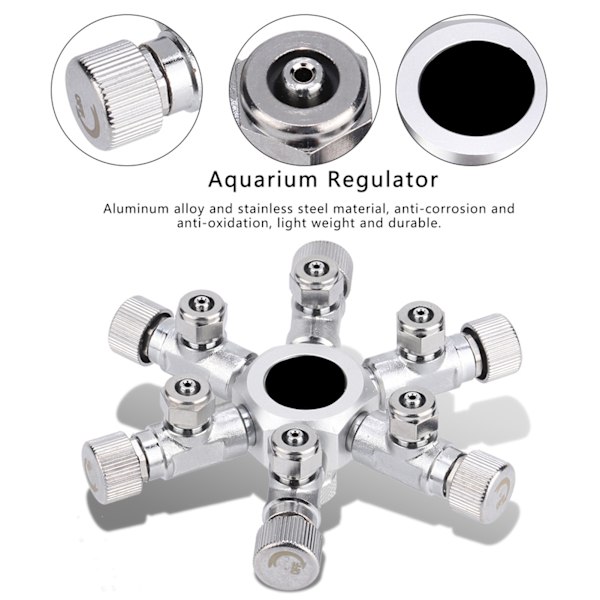 6-vejs akvarium CO2-regulator splitterventil multi-distribution fisketank