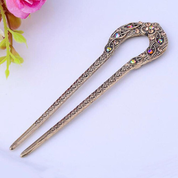 Hanfu Hairpin Daily Wear strassit Decor Step Shake U-muotoinen hiusneula Red