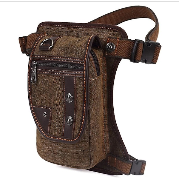 Canvas Drop Ben Bag För män Kvinnor Motorcykel Cykel Multifunktion Lår Midja Fanny Pack Herr Resor Ridning Fiske Fotvandring Cykling Utomhus Väska Brun