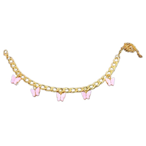 Butterfly ankelkæde armbånd legering & akryl håndled ankel kæde elegante smykker Pink