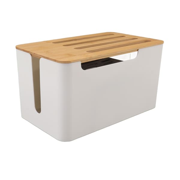 Stor Bambu Router Organizer med Flera Hål för Hem WiFi Förvaring