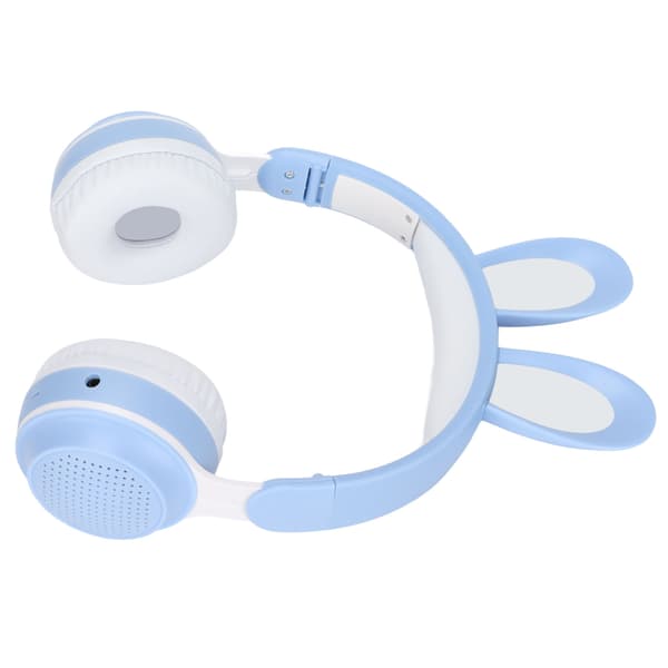 Kaninøre Bluetooth 5.0 Foldbare Trådløse Børnehovedtelefoner med LED Farvelys til PC Tablet Online Læring Blå