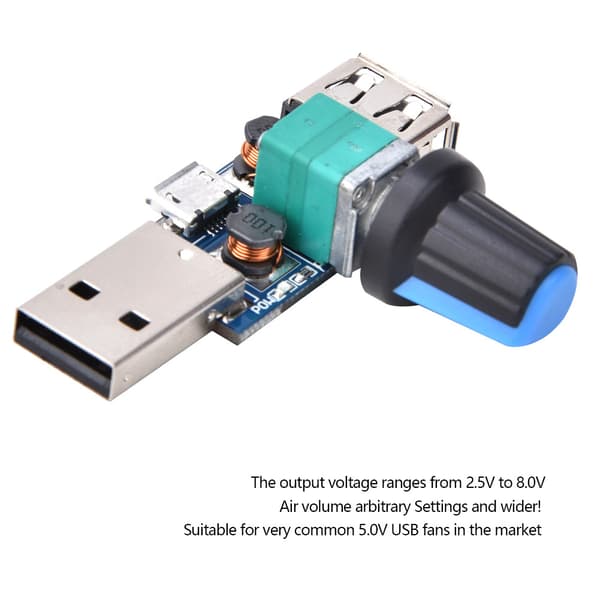 USB fläkthastighetsregulator justerbar 2-hastighetsregulator för kontors- och hemmabruk