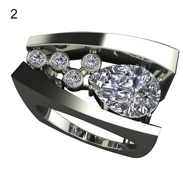 Kvinnor Retro Rhinestone inläggningar geometrisk form Finger Ring Bröllop Smycken Present US 6 2