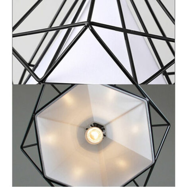 Nordic Modern Pendel Lysekrone Diamantform Lampe E27 Loftslampe til Soveværelse Stue Bar- Sort - Sort