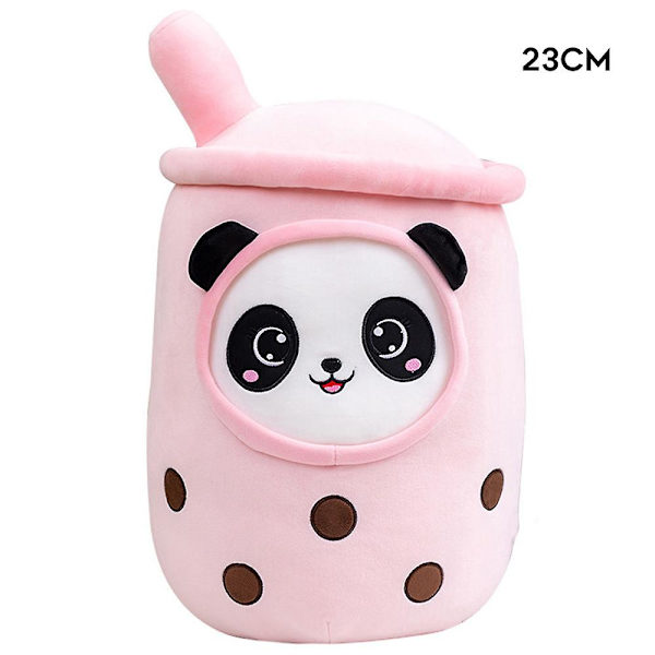 Bubble Tea Panda Plyschdocka Mjuk fylld tecknad leksak Pink 23cm