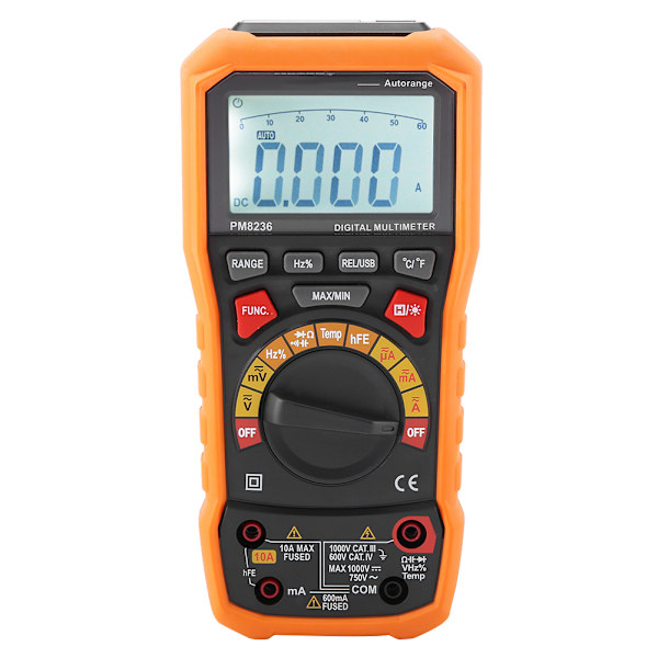 PeakMeter PM8236 Auto Range Digital Multimeter Temperatur Kapacitans Frekvens Tester