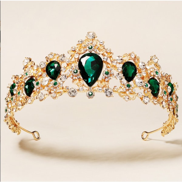 Vintage Rhinestone Crown (Golden Green Diamond)