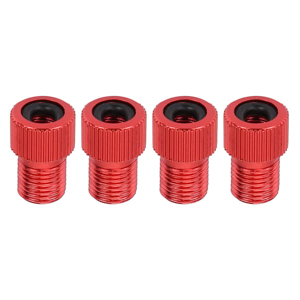 4 stk Sykkelpumpe Adapter for Presta til Schrader Konvertering (Rød)