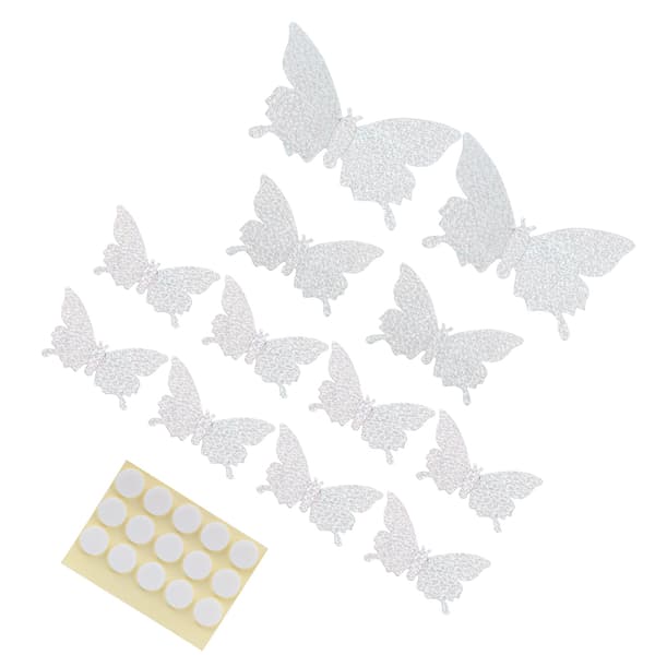 12-pack 3D-sticker Simulering Blixt Bakgrund Väggkonst för Vardagsrum Bröllop Heminredning Glänsande Silver