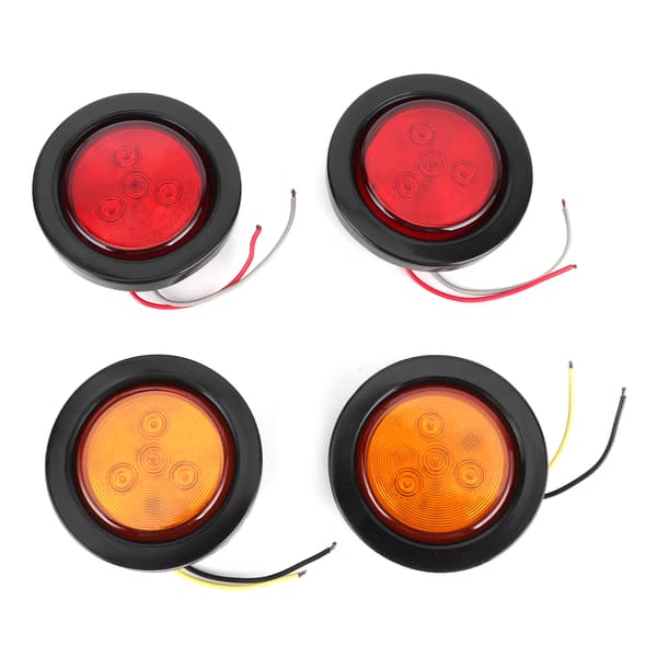 4 stk. 2,5 tommer LED Runde Blinklys 10V-30V Høj Lysstyrke Lampe til Lastbil Trailer Lorry