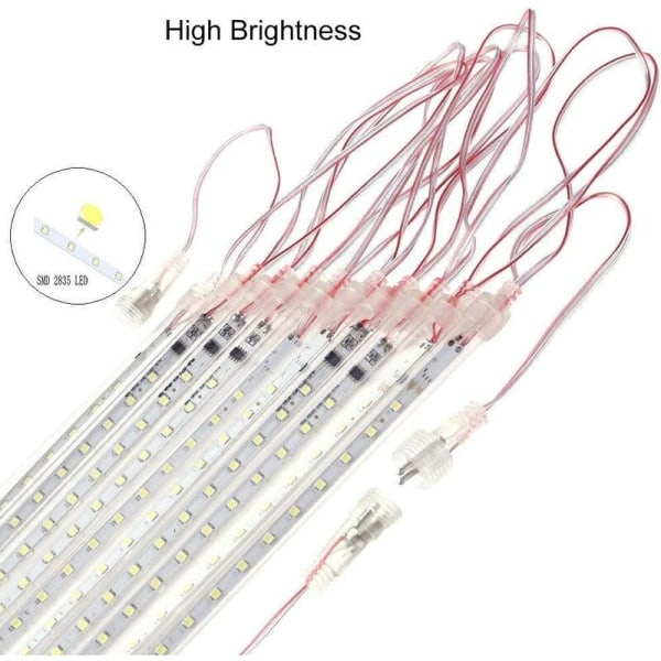 30CM, et sæt med 8 udendørs plug-in blå LED meteor bruser lys, farverige meteor bruser lys, velegnet til udendørs deco