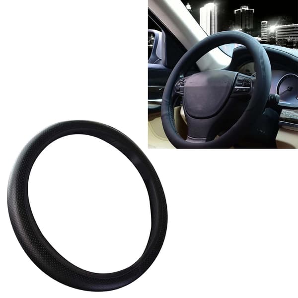 Ratrat til bil, 38 cm diameter, universal pasform, kunstlæderbeskytter til modifikation, sort