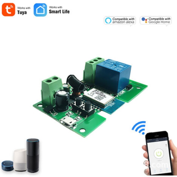 Enkeltkanals smart WIFI switch modul punkt handling selvlåsende modul alexa stemmestyring modul