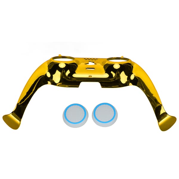 PS5 Controller Frontplatta DIY Ersättningsklämma Dekorationsaccessoar med Guld Joystickskydd